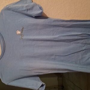 A light blue tee shirt